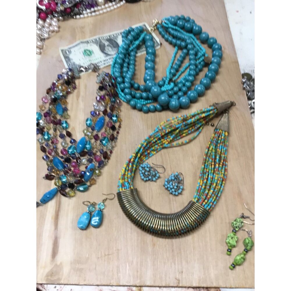 Turquoise and gold tone jewelry set.  Curated, NOT JUNK